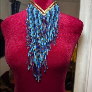 Elegant Blue Beaded Necklace